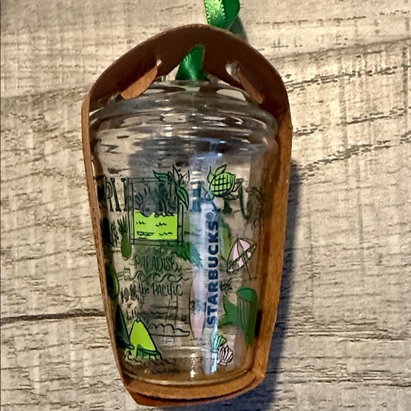 Starbucks Glass Ornament with Green Ribbon - Picture 2 of 3